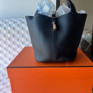 Authentic new Hermes picotin 22 black with gold hw